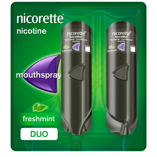Nicorette® Quickmist Fresh Mint 1mg/Spray Mouth Spray Nicotine 2x150 Sprays (Stop Smoking Aid)
