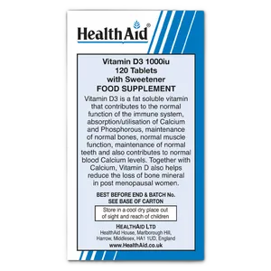 HealthAid Vitamin D3 1000iu Tablets Pack of 120