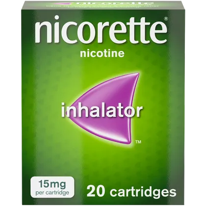 Nicorette 15mg Inhalator Nicotine 20 Cartridges (Stop Smoking Aid)