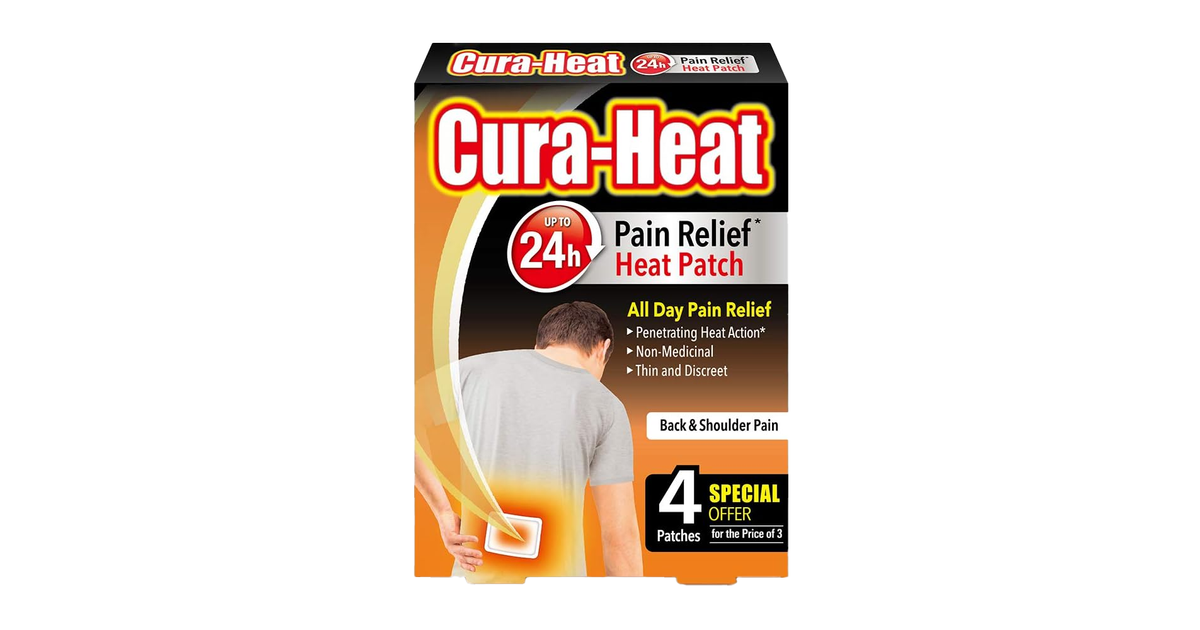 CuraHeat Heat Packs Back & Shoulder Pain Pack of 4 (3+1)