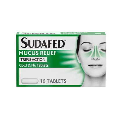 Sudafed Mucus Relief Triple Action Tablets Pack of 16