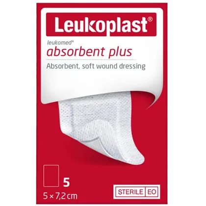 Leukoplast Leukomed Absorbent Plus Wound Dressing 5cm x 7.2cm Pack of 5