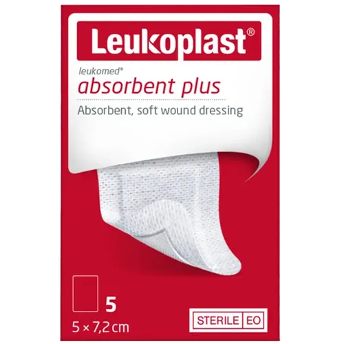 Leukoplast Leukomed Absorbent Plus Wound Dressing 5cm x 7.2cm Pack of 5