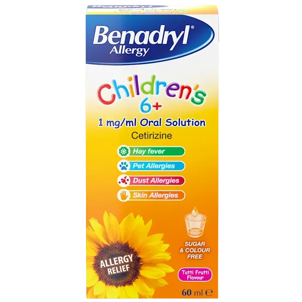 Benadryl Allergy Relief 1mg Children's 6+ Oral Solution 60ml
