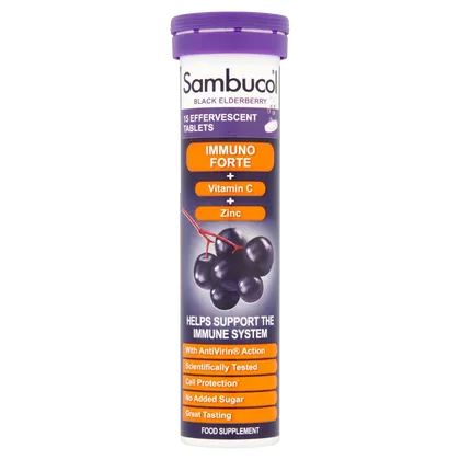 Sambucol Immuno Forte Effervescent Tablets Black Elderberry Pack of 15