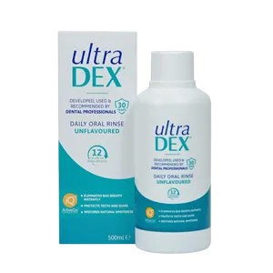 500ml bottle of UltraDEX Daily Oral Rinse Unflavoured front view