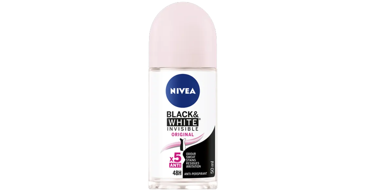 6 X Nivea Deo Roll-on Invisible For Black & White For Men – Unsichtbarer Schutz, 6er Pack