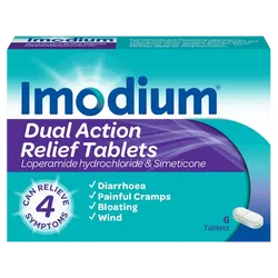 Imodium Dual Action Relief Tablets Pack of 6