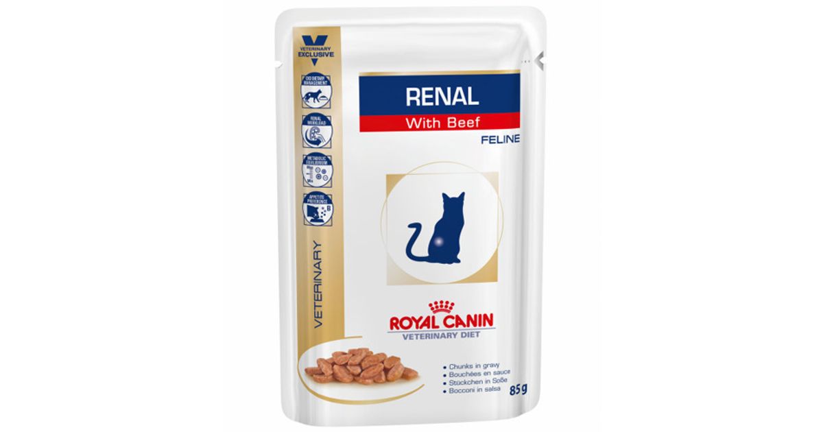 Royal Canin Veterinary Diet Feline Renal Beef Wet 48 x 85g Pouch