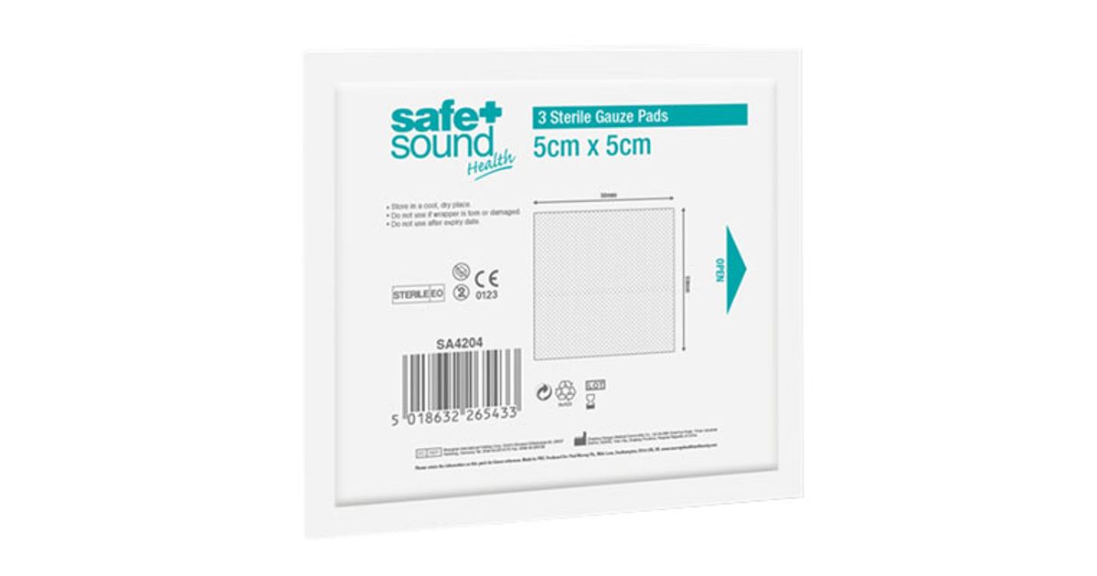 Safe & Sound Sterile Gauze Pads 5cm x 5cm Pack of 3