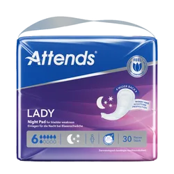 Attends Lady Night Pad 6 Pack of 30