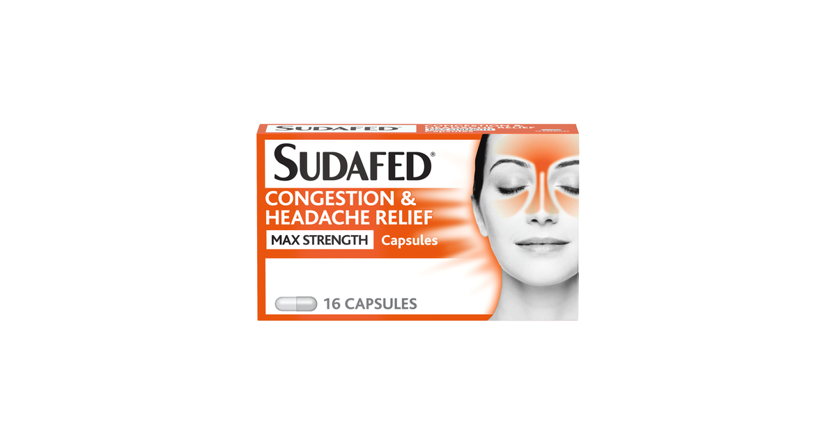 Sudafed Congestion & Headache Max Strength Capsules Pack of 16