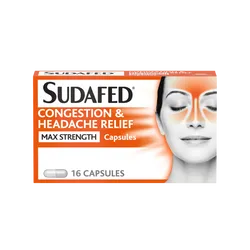 Sudafed Congestion & Headache Max Strength Capsules Pack of 16