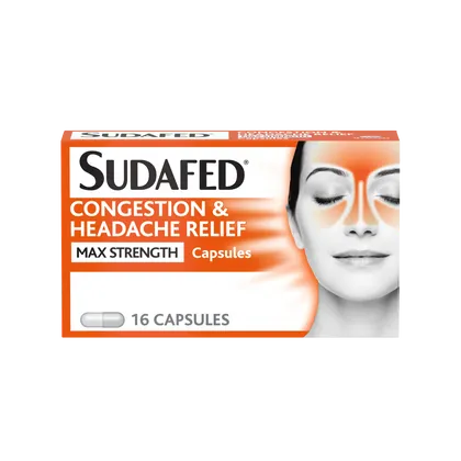 Sudafed Congestion & Headache Max Strength Capsules Pack of 16