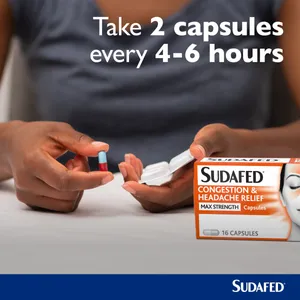 Sudafed Congestion & Headache Max Strength Capsules Pack of 16