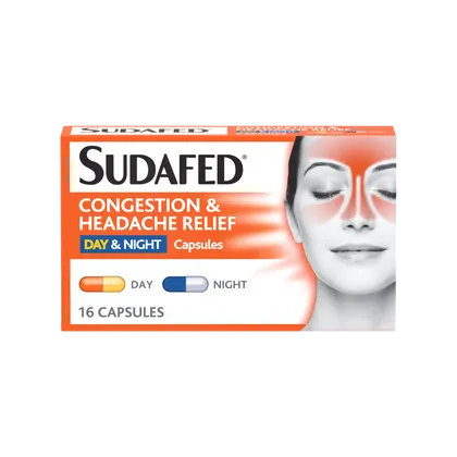 Sudafed Congestion & Headache Day & Night Capsules Pack of 16