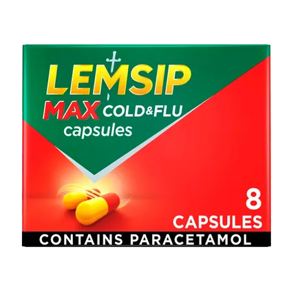 Lemsip Max Cold & Flu Capsules Pack of 8