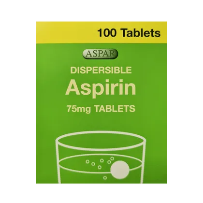 Aspirin Dispersible 75mg Tablets Pack of 100