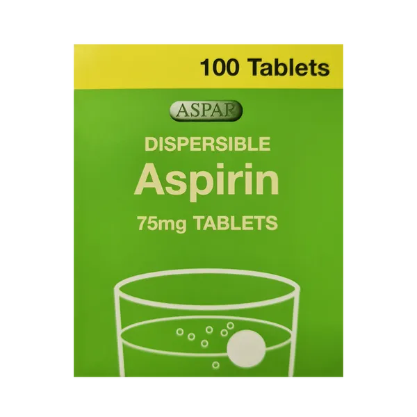 Aspirin Dispersible 75mg Tablets Pack of 100