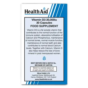 HealthAid Vitamin D3 20,000iu Vegicaps 30 Capsules