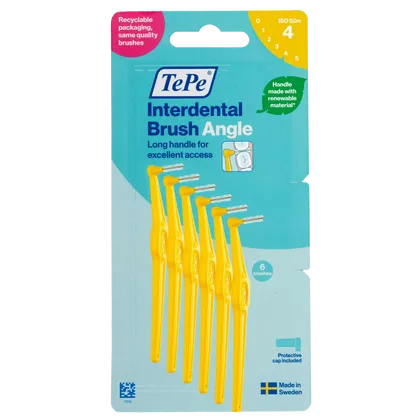 Tepe Angle Interdental Brushes Yellow 0.7mm Pack of 6