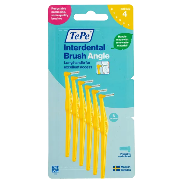 Tepe Angle Interdental Brushes Yellow 0.7mm Pack of 6