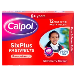 Calpol SixPlus Fast Melts Strawberry Flavour Tablets Pack of 12