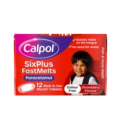 Calpol SixPlus Fast Melts Strawberry Flavour Tablets Pack of 12