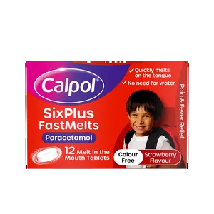 Calpol SixPlus Fast Melts Strawberry Flavour Tablets Pack of 12