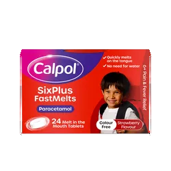 Calpol SixPlus Fast Melts Strawberry Flavour Tablets Pack of 24