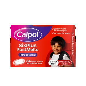 Calpol SixPlus Fast Melts Strawberry Flavour Tablets Pack of 24