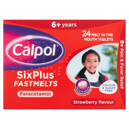 Calpol SixPlus Fast Melts Strawberry Flavour Tablets Pack of 24