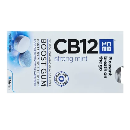 CB12 Boost Strong Mint Chewing Gum Pack of 10