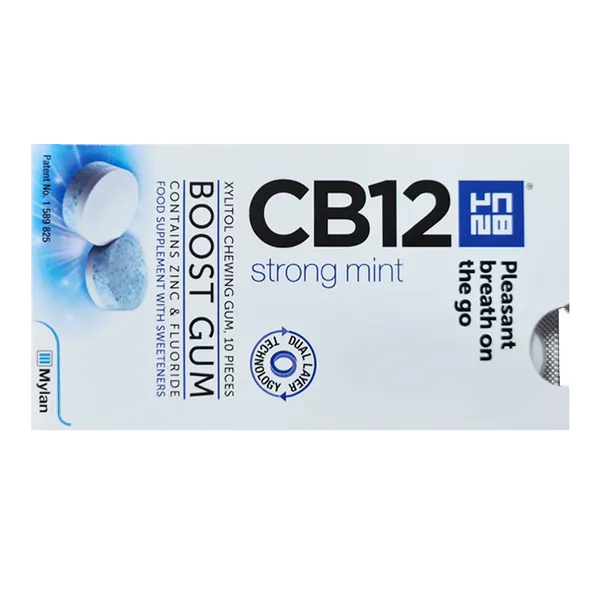 CB12 Boost Strong Mint Chewing Gum Pack of 10