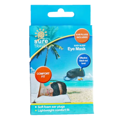 Sure Travel Easy Sleep Eye Mask with Ear Plugs
