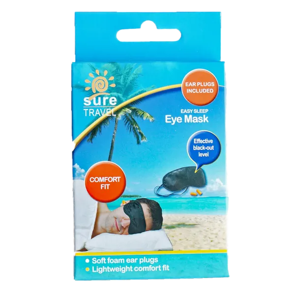 Sure Travel Easy Sleep Eye Mask with Ear Plugs