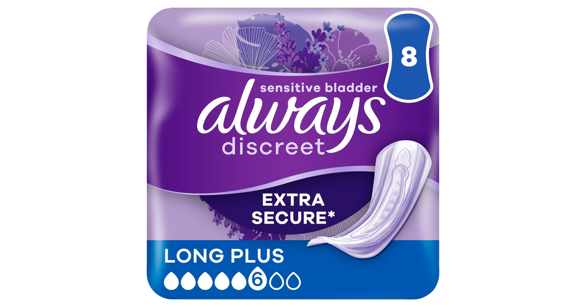 Always Discreet Long Plus Pads 8 - Discreet & Absorbent