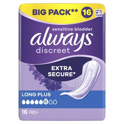 Always Discreet Long Plus Pads Pack of 16