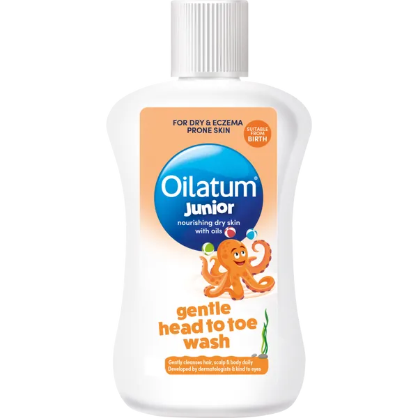 300ml bottle of Oilatum Junior Gentle Head to Toe Wash front view