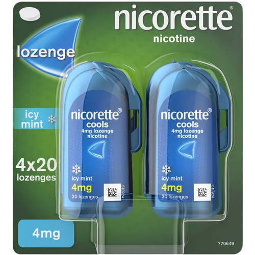 Nicorette® Cools 4mg Lozenge Nicotine Icy Mint 4 x 20 Lozenges (Stop Smoking Aid)