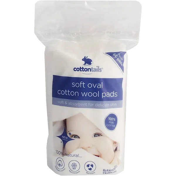 Cottontails Soft Oval Cotton Wool Pads Pack of 60