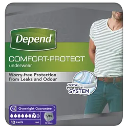 Depend Comfort Protect Underwear for Men Level 7 Small/Medium Pack of 10