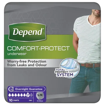 Depend Comfort Protect Underwear for Men Level 7 Small/Medium Pack of 10