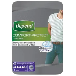 Depend Comfort Protect Underwear for Men Level 7 Large/Extra Large Pack of 9