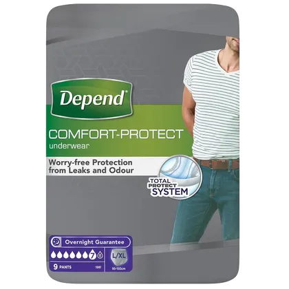 Depend Comfort Protect Underwear for Men Level 7 Large/Extra Large Pack of 9