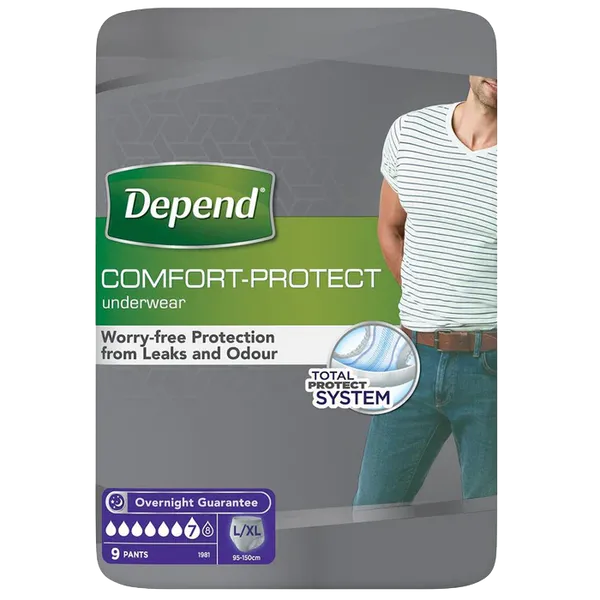 Depend Comfort Protect Underwear for Men Level 7 Large/Extra Large Pack of 9