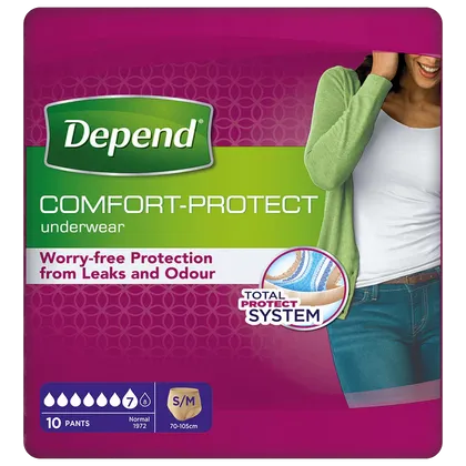 Depend Comfort Protect Underwear for Women Level 7 Small/Medium Pack of 10