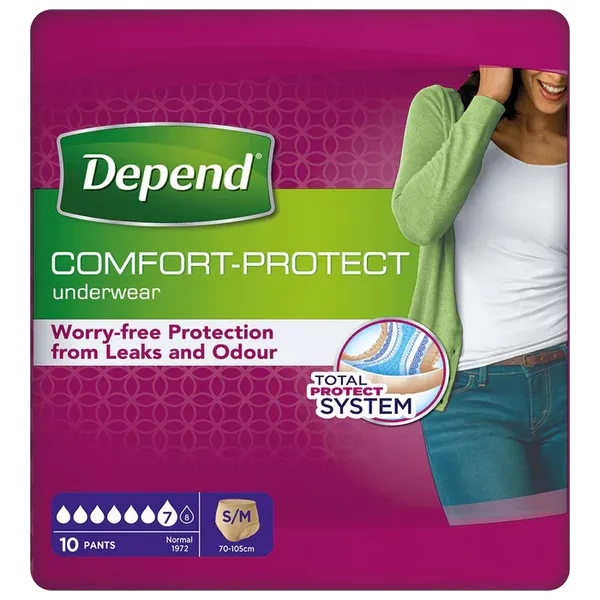 Depend Comfort Protect Underwear for Women Level 7 Small/Medium Pack of 10