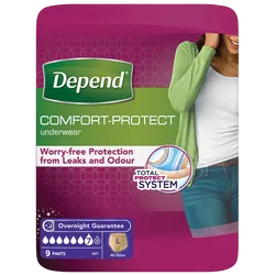 Depend Comfort Protect Underwear for Women Level 7 Large Pack of 9