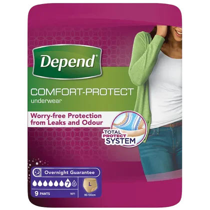 Depend Comfort Protect Underwear for Women Level 7 Large Pack of 9